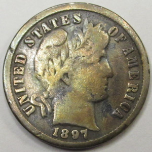 1897 Barber Dime - antique 19th century American silver dime