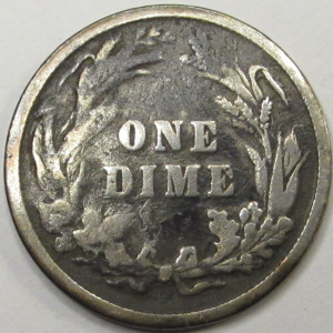 1897 Barber Dime - antique 19th century American silver dime