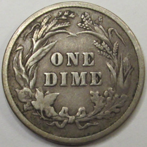 1899 Barber Dime - antique better condition American silver dime