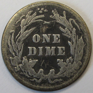 1900 Barber Dime - antique turn of the century American silver dime