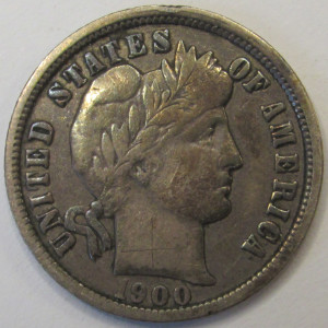 1900 O Barber Dime - antique New Orleans mintmark better condition silver coin