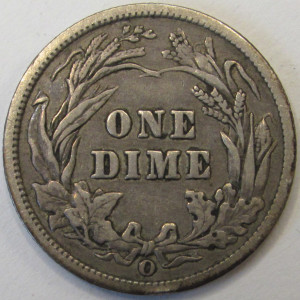 1900 O Barber Dime - antique New Orleans mintmark better condition silver coin