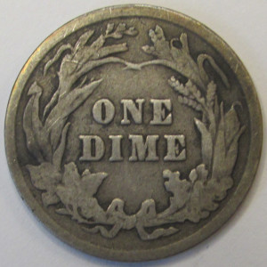 1901 Barber Dime - antique better condition American silver coin
