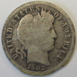 1902 S Barber Dime - antique San Francisco mintmark American silver coin
