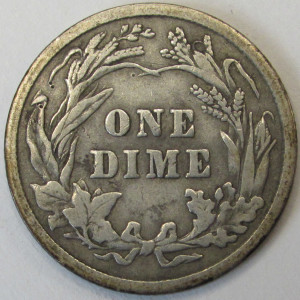 1907 Barber Dime - antique better condition American silver dime