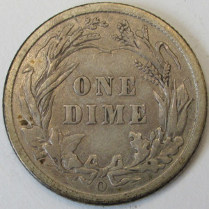 1908 O Barber Dime - antique New Orleans mintmark original dime with luster
