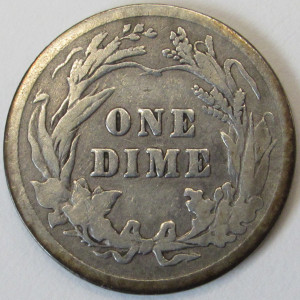 1909 Barber Dime - antique American silver dime coin