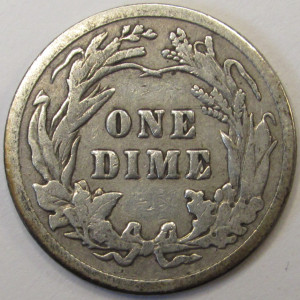 1912 Barber Dime - antique American silver dime