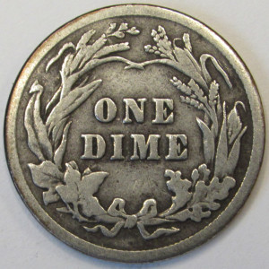 1913 Barber Dime - antique American silver dime