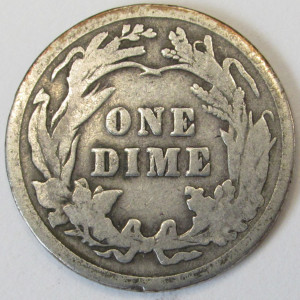 1914 Barber Dime - antique American silver dime