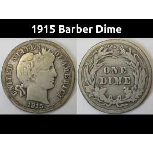 1915 Barber Dime - antique American silver dime coin