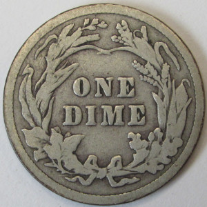1915 Barber Dime - antique American silver dime coin