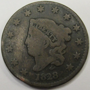 1828 Coronet Head Large Cent - Large Date - antique American early date coin