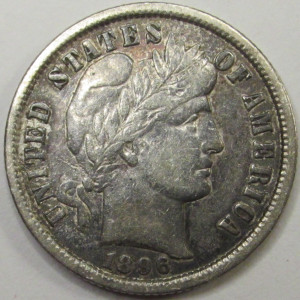 1896 Barber Dime - antique better condition American silver dime