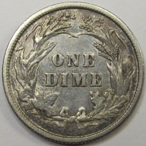 1896 Barber Dime - antique better condition American silver dime
