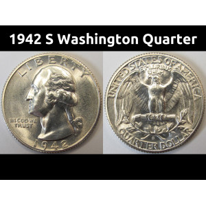 1942 S Washington Quarter - antique San Francisco uncirculated silver coin