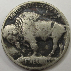 1913 D Buffalo Nickel - Type 1 - antique first year of issue Denver mintmark coin