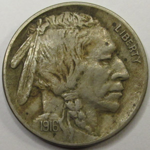 1916 Buffalo Nickel - antique better grade American Indian five cent coin