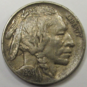 1924 Buffalo Nickel - antique high grade American Indian five cent coin