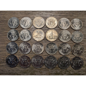 Lot of 24 1971-1983 Kennedy Half Dollars - P&D clad
