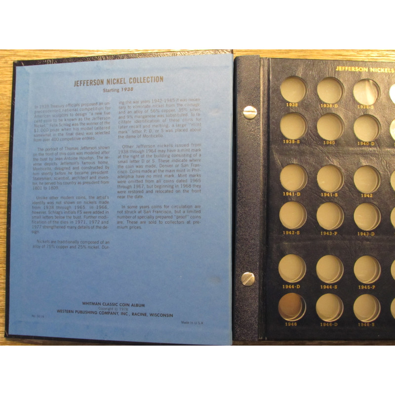 Whitman album for Jefferson Nickels - 1938 onwards - vintage supply