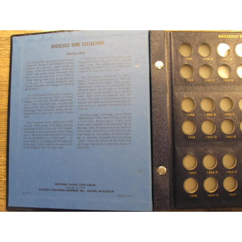 Whitman coin album for Roosevelt Dimes - 1946 - 1986 onwards - vintage supply