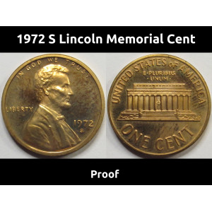 1972 S Lincoln Memorial Cent - vintage seventies proof penny