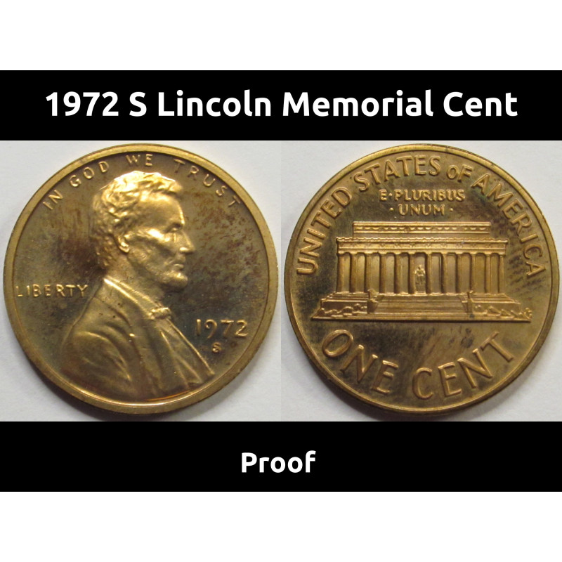 1972 S Lincoln Memorial Cent - vintage seventies proof penny