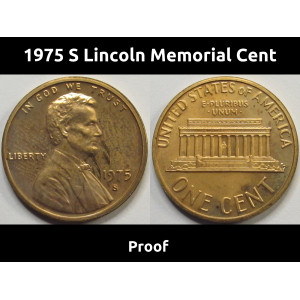 1975 S Lincoln Memorial Cent - vintage San Francisco mint proof penny