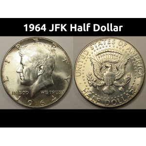 1964 JFK Half Dollar - uncirculated flashy first year of issue silver coin