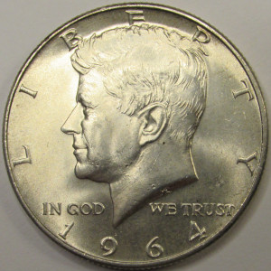 1964 D JFK Half Dollar - vintage uncirculated Denver mintmark coin