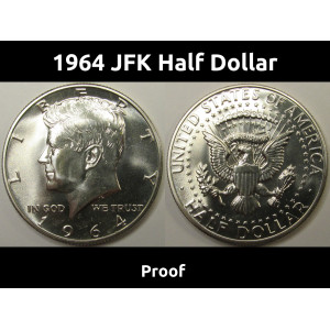1964 JFK Half Dollar - first year of issue silver flashy proof coin 