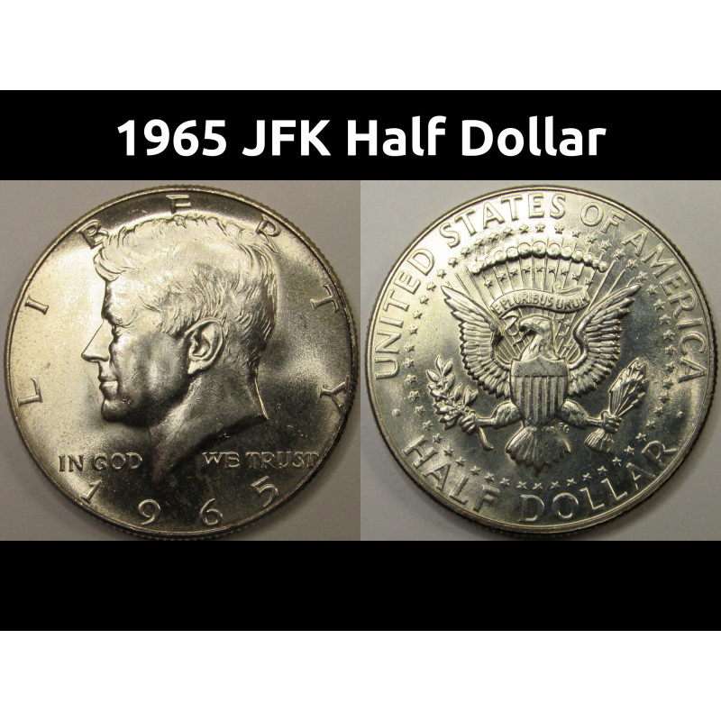 1965 JFK Half Dollar - 40 percent silver American silver vintage coin