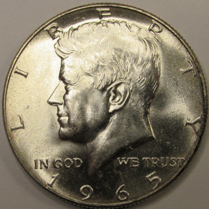 1965 JFK Half Dollar - 40 percent silver American silver vintage coin