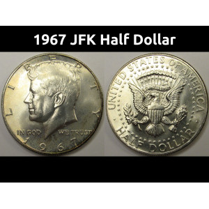 1967 JFK Half Dollar - vintage 40 percent silver American vintage half dollar