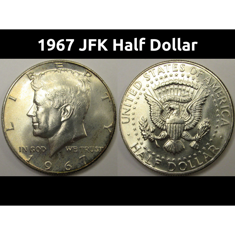 1967 JFK Half Dollar - vintage 40 percent silver American vintage half dollar