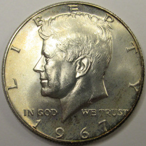 1967 JFK Half Dollar - vintage 40 percent silver American vintage half dollar
