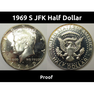 1969 S JFK Half Dollar - San Francisco mintmark 40 percent silver proof coin