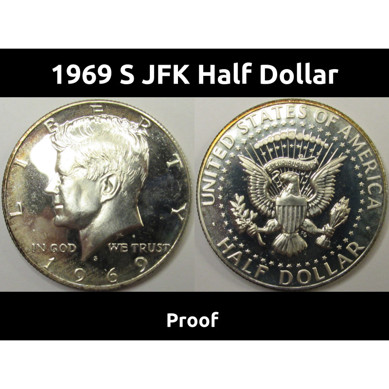 1969 S JFK Half Dollar - San Francisco mintmark 40 percent silver proof coin