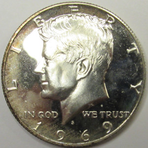 1969 S JFK Half Dollar - San Francisco mintmark 40 percent silver proof coin