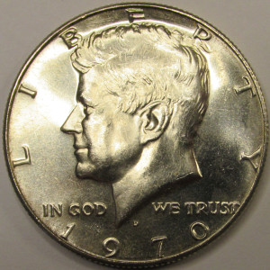 1970 D JFK Half Dollar - vintage Denver mintmark low mintage coin