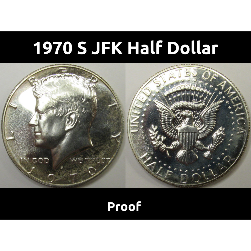 1970 S JFK Half Dollar - vintage proof American 40 percent silver coin