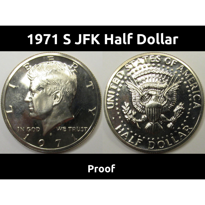 1971 S JFK Half Dollar - vintage American flashy proof coin