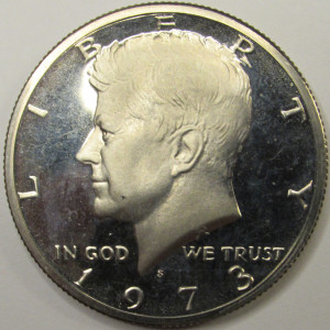 1973 S JFK Half Dollar - vintage American flashy proof coin