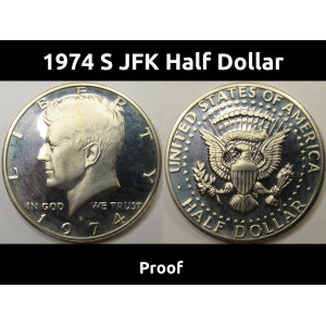 1974 S JFK Half Dollar - vintage American flashy proof coin