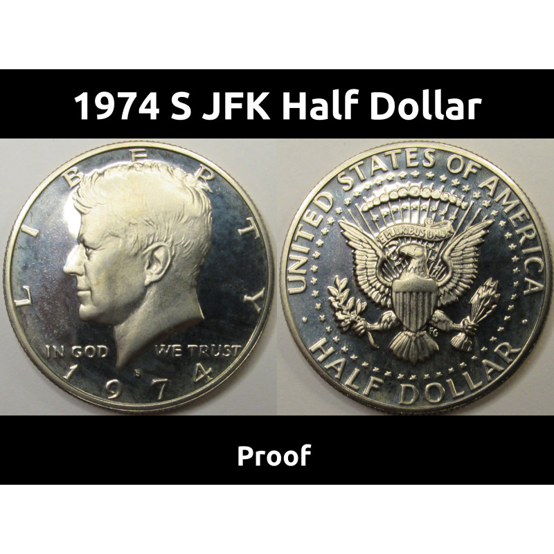 1974 S JFK Half Dollar - vintage American flashy proof coin