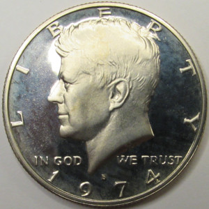 1974 S JFK Half Dollar - vintage American flashy proof coin