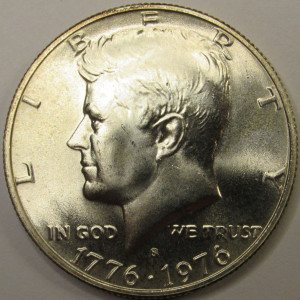 1976 S JFK Half Dollar - 40 percent silver - bicentennial 200 year vintage coin