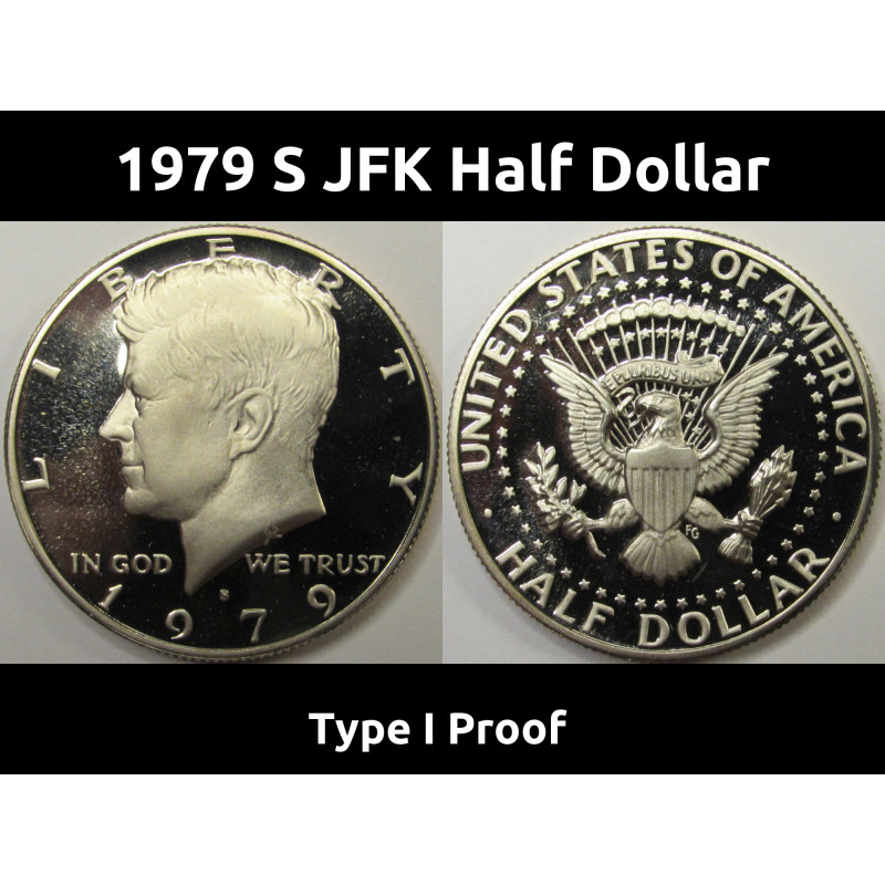 1979 S JFK Half Dollar - Type 1 proof - vintage American coin