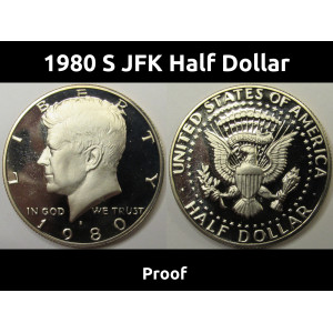 1980 S JFK Half Dollar - vintage American flashy proof coin